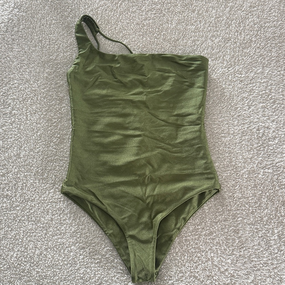 Jade Olive Green Apex One-Shoulder One-Piece Swimsuit